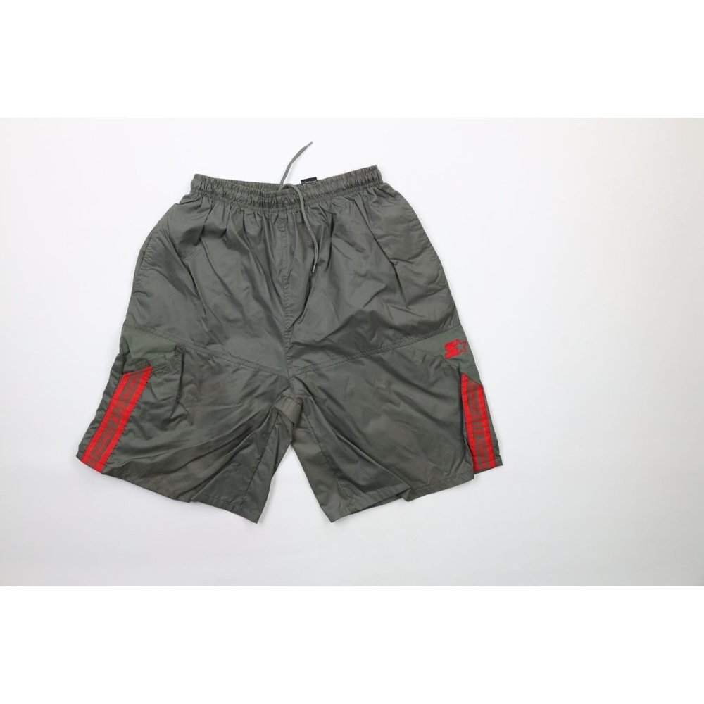 Vintage 90s Starter Mens Size Small Spell Out Nylon Cargo Shorts Olive Green